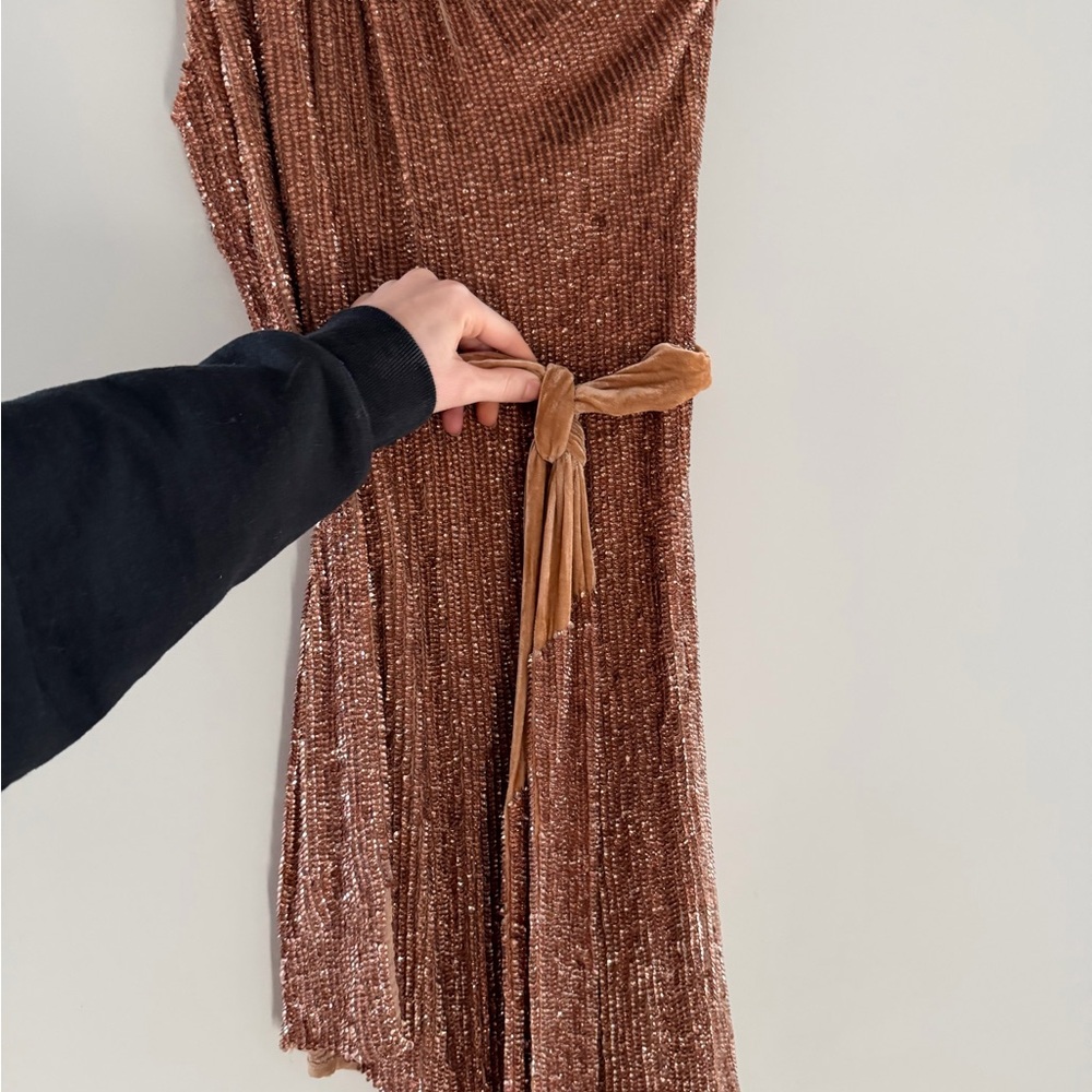 Retrofete One-Shoulder Tan Dress - Picture 8 of 11